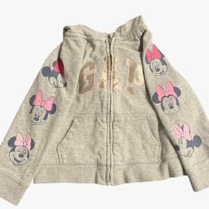 Baby Gap x Disney gray 2T zip-up hoodie with Minnie Mouse faces on the sleeves,